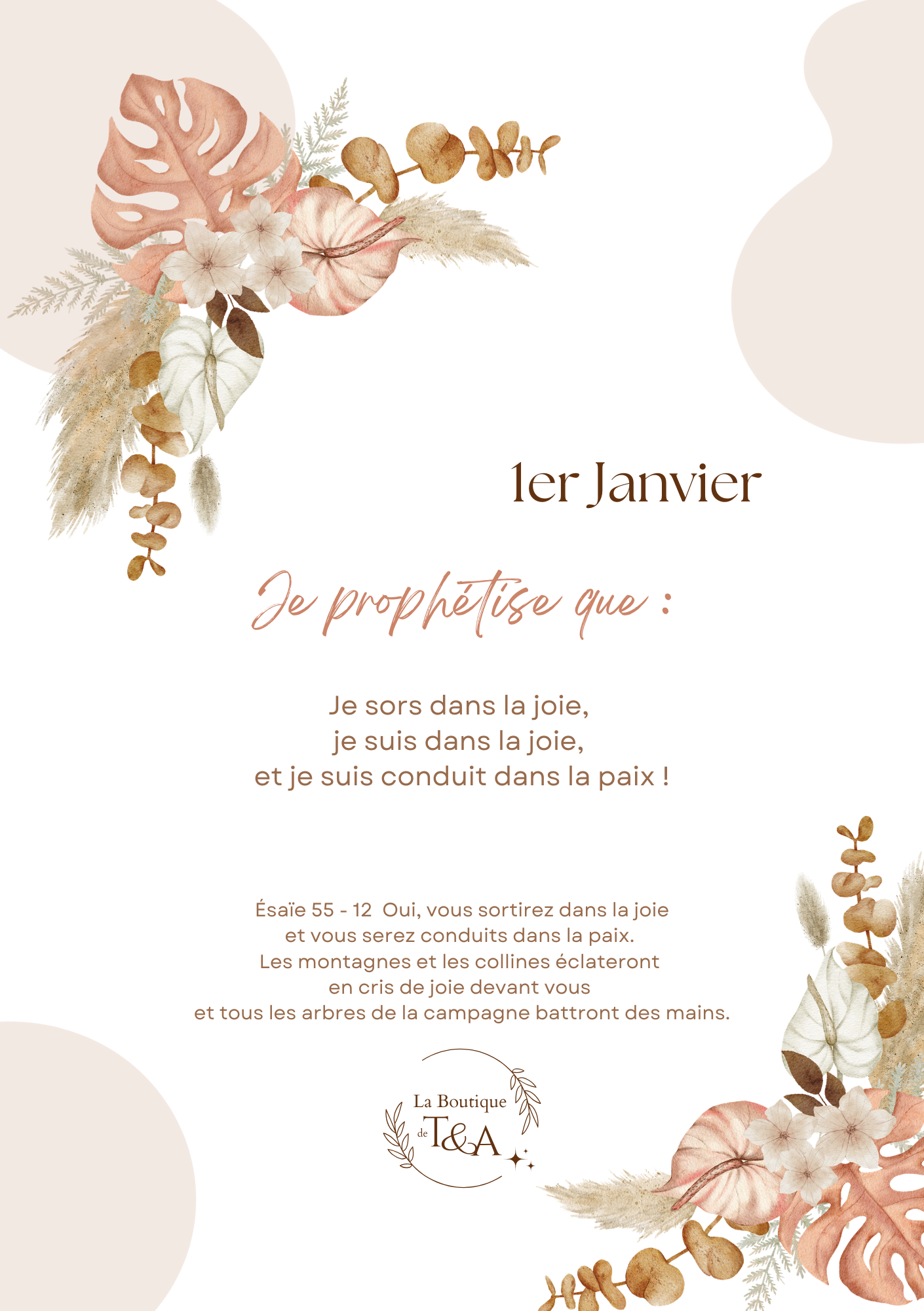 Page du 1er janvier — Je prophétise que, verset Ésaïe 55:12