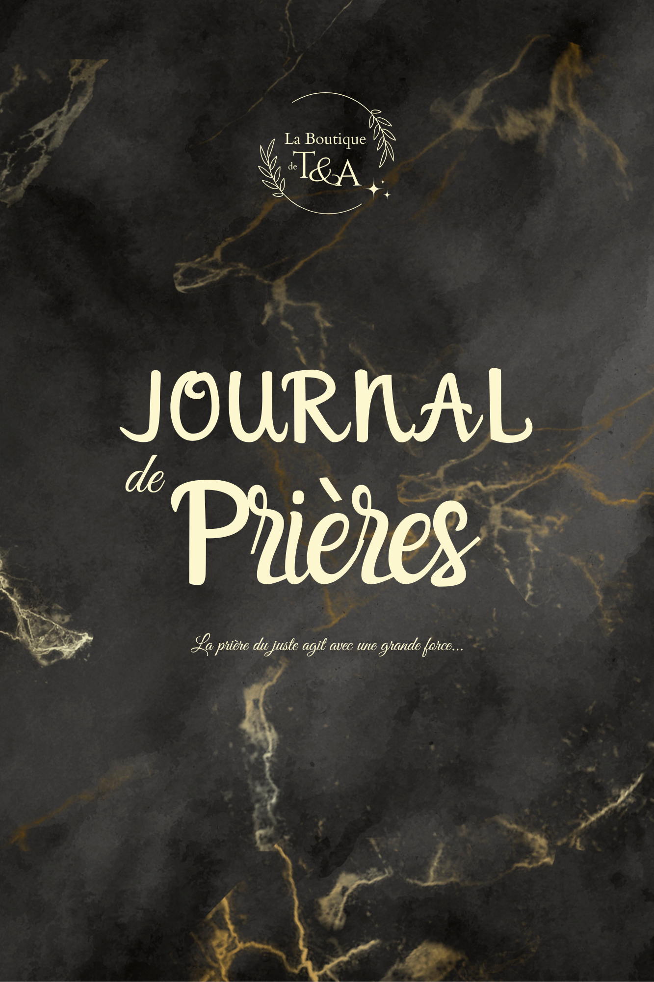 Couverture du Journal de Prière, marbre noir et or