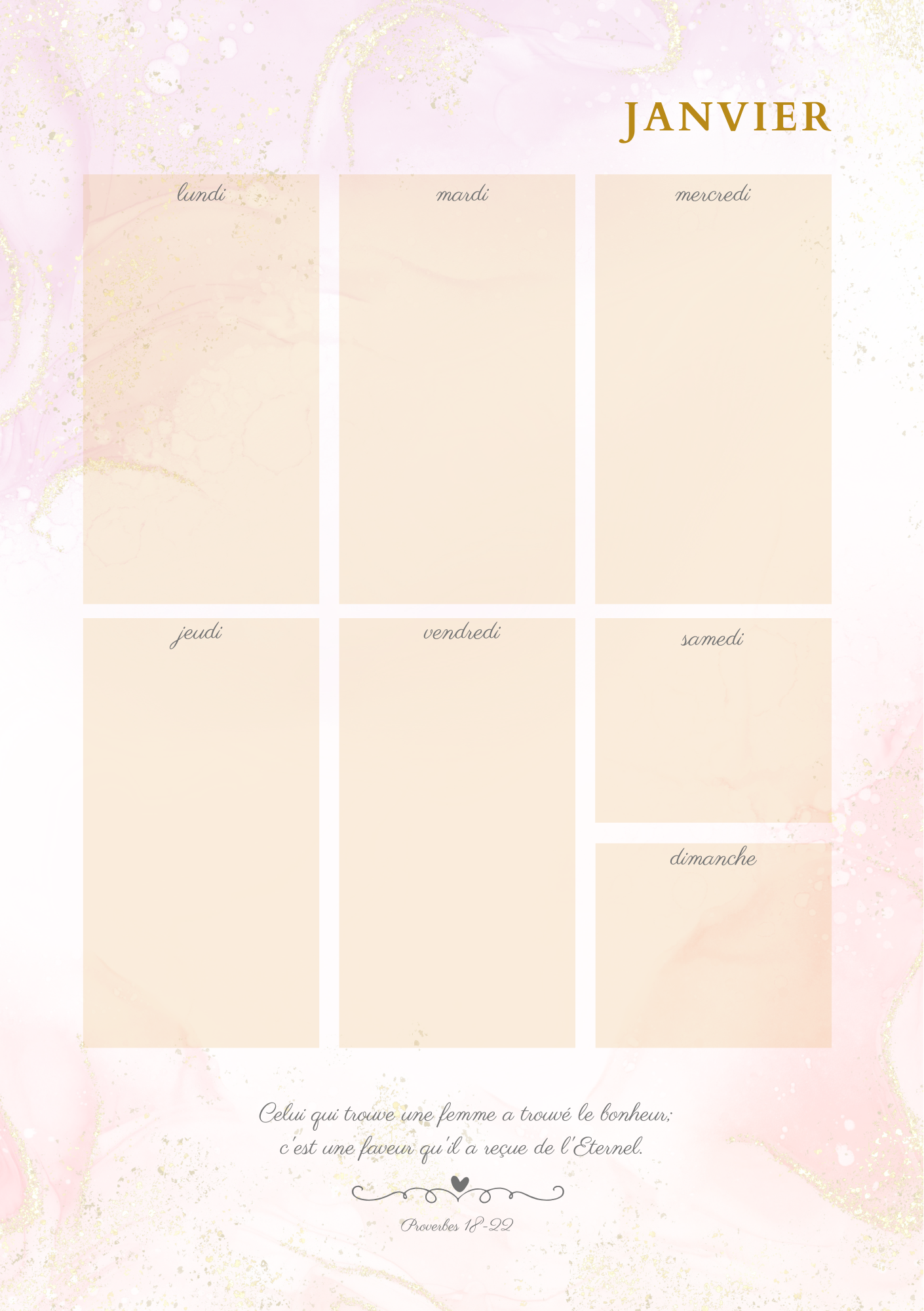 Page intérieure du planner Femme tu es ce que Dieu dit que tu es