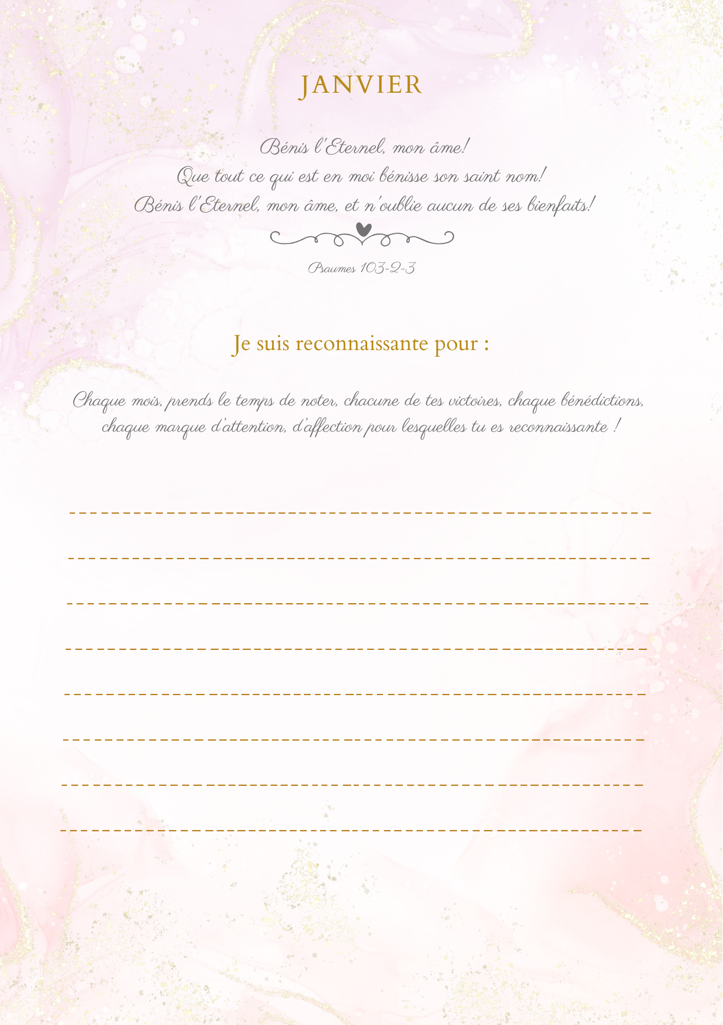 Page intérieure du planner Femme tu es ce que Dieu dit que tu es